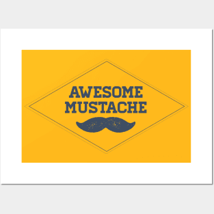 Awesome Mustache (dark) Posters and Art